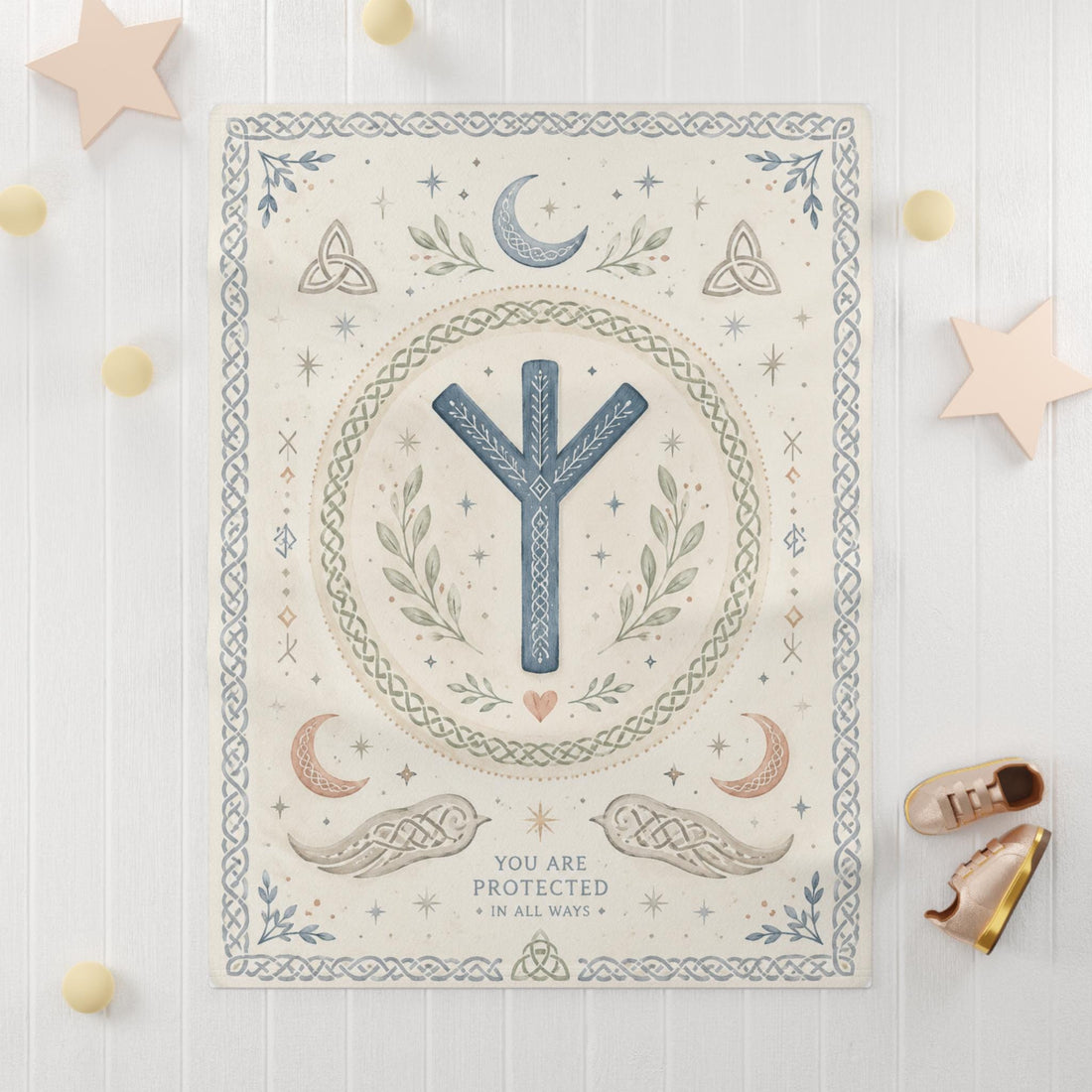 Viking Rune Blanket - Norse Protection Rune Baby Blanket, Viking Nursery Gift