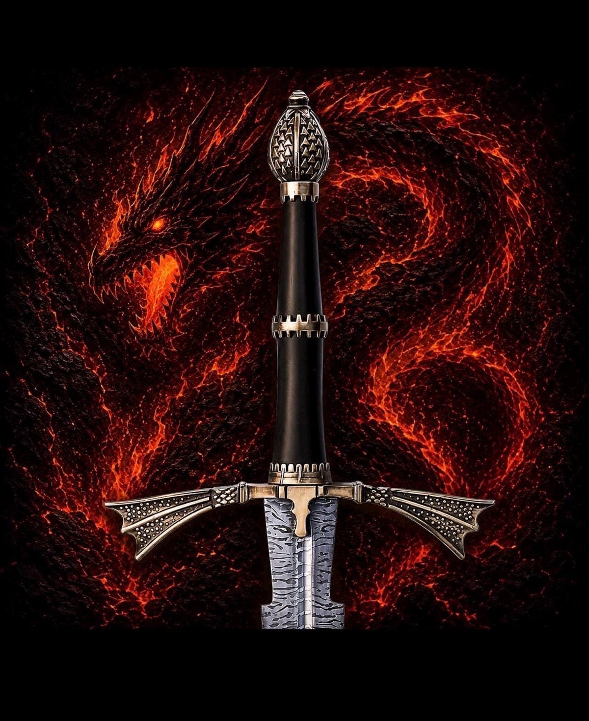 Viking Costume & LARP - 36” Damascus Northmen Sword with Scabbard, Handmade Collectible Medieval