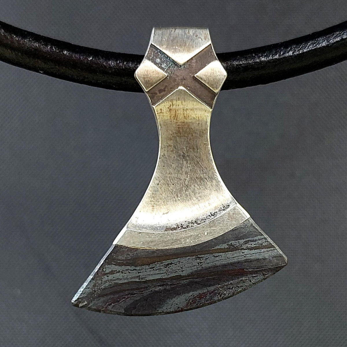 Viking Necklace - Labradorite Viking Axe Pendant, Norse Axe Necklace, Handmade Stone Amulet, Silver