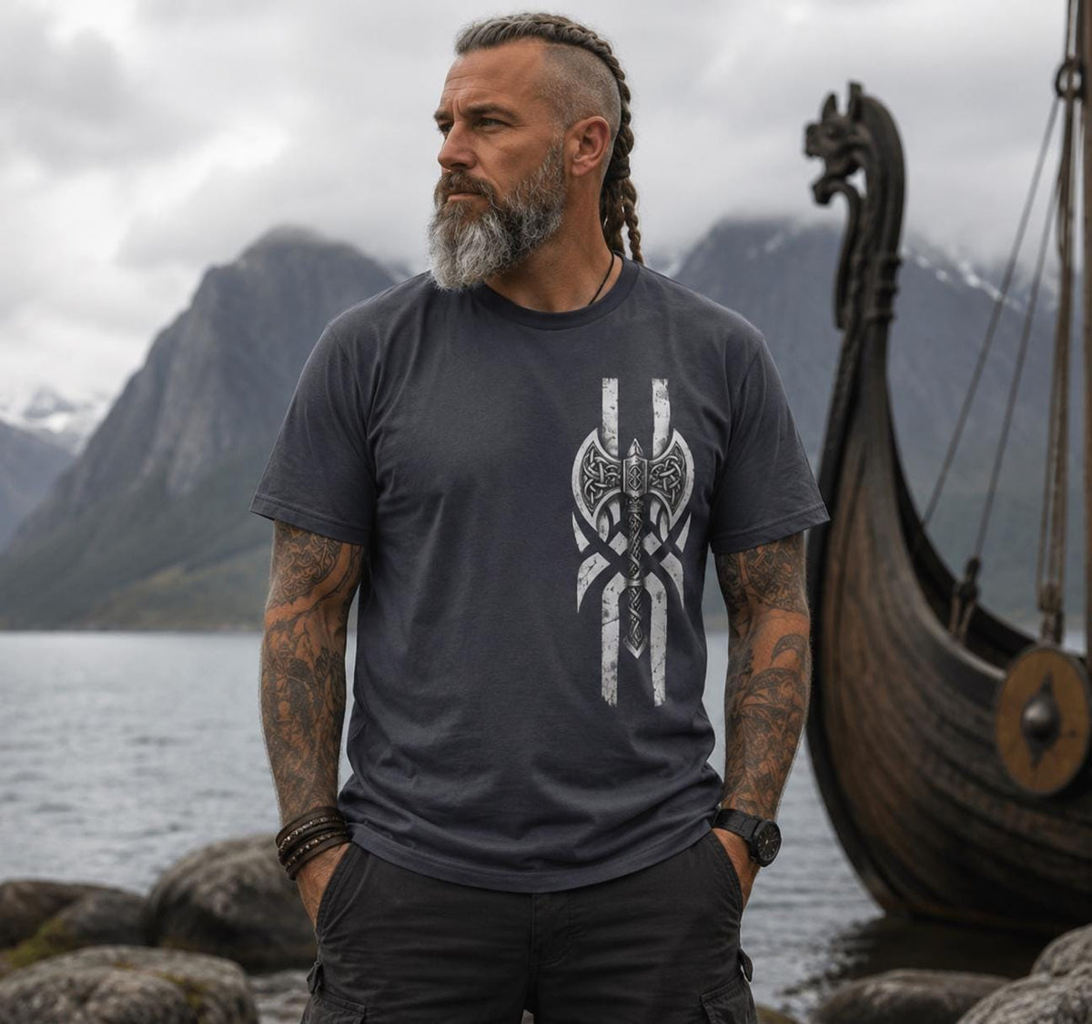 Viking Longship T-Shirt - Viking Longship Shirt, Norse Viking Ship, Celtic Knot Mythology Tee