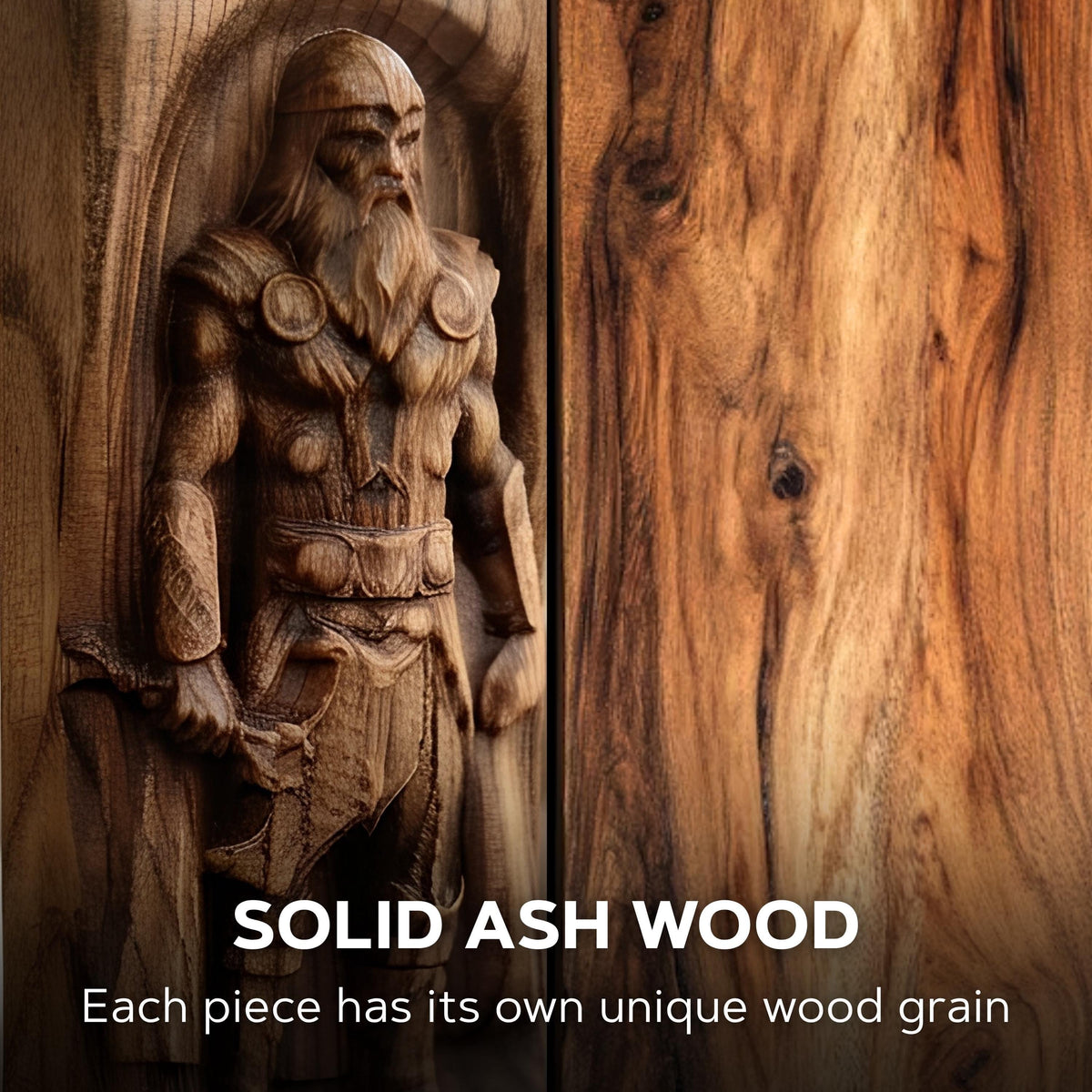 Viking Thor's Hammer Home Decor - Thor Wooden Idol, Thunder God Figurine, Norse Pagan Altar Decor