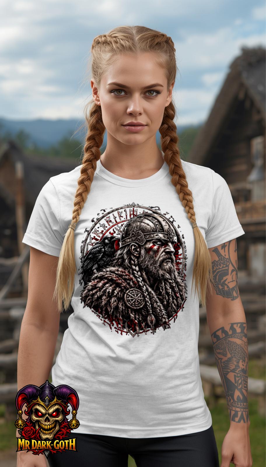Viking Raven T-Shirt - Viking Warrior Shirt, Norse Raven Helmet, Warriors Knot- Norse Warrior T