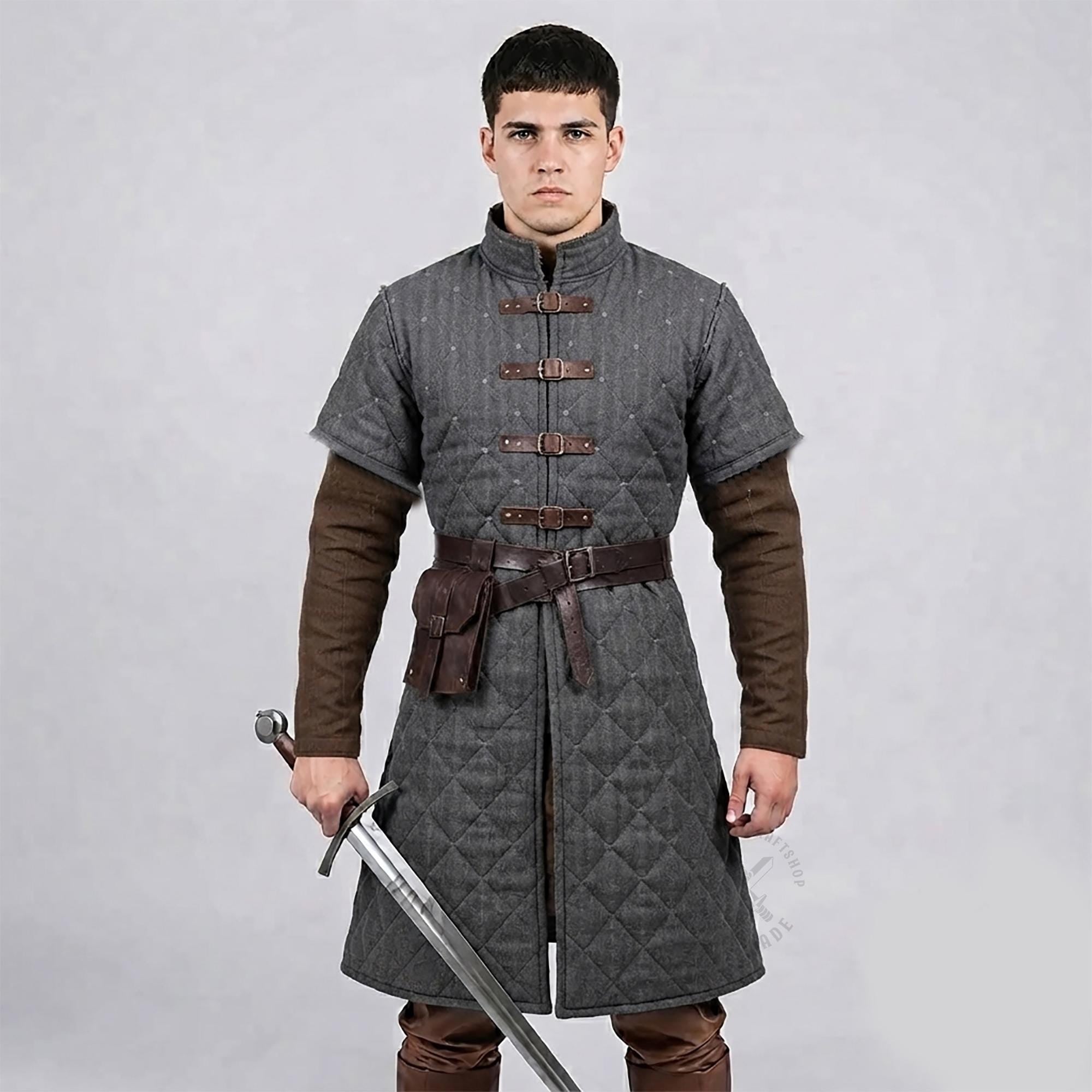 Viking Costume & LARP - Medieval Padded Gambeson Dark Gray for Viking & Renfaire Costume