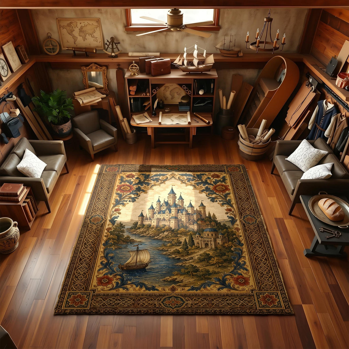 Viking Rug - Viking Axe Rug, Norse Mythology Decor, Celtic Knot Carpet, Rustic Man Cave Mat