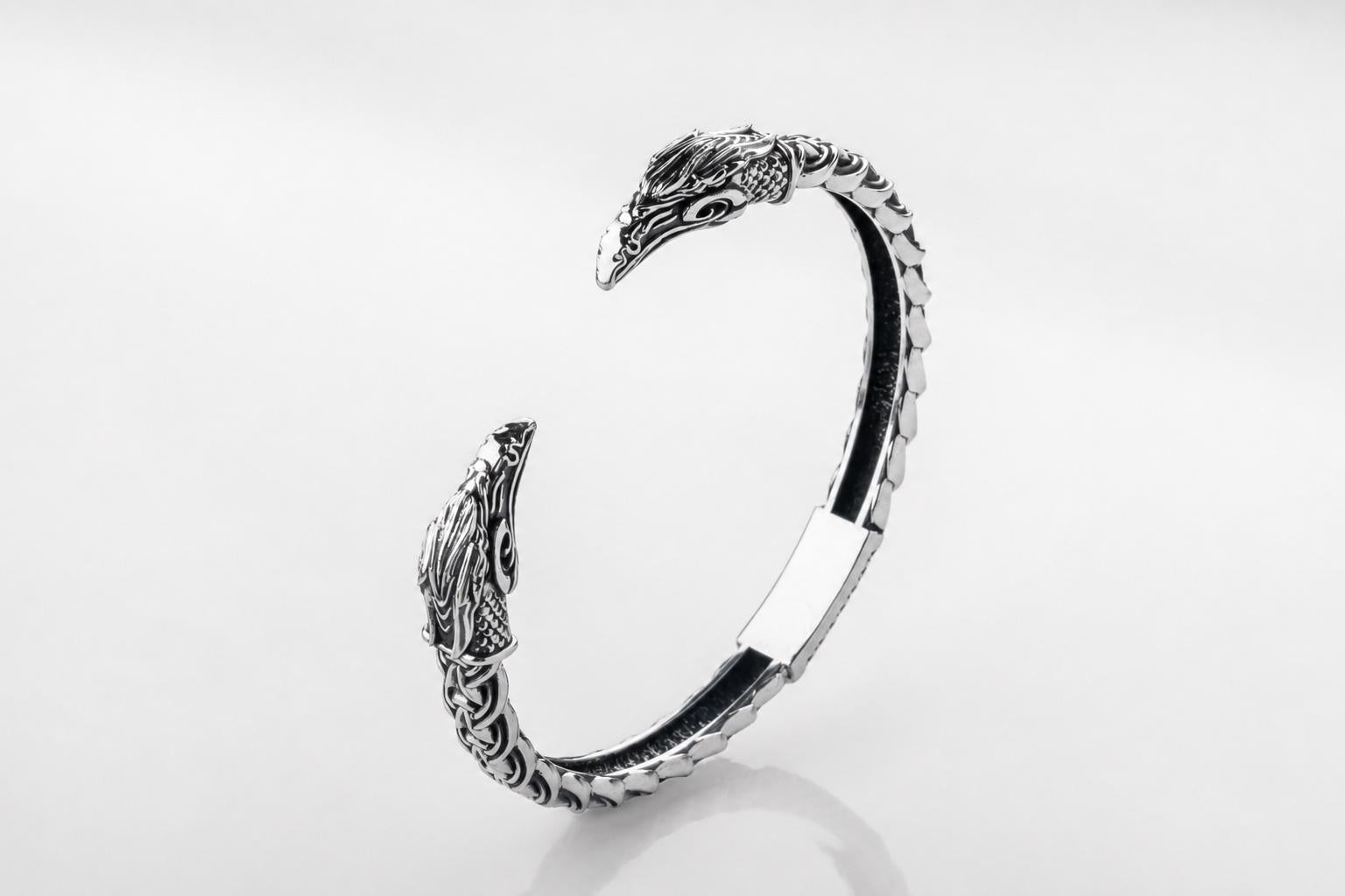 Viking Raven Ring with Runes
