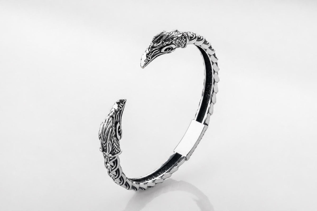 Viking Raven Ring with Runes