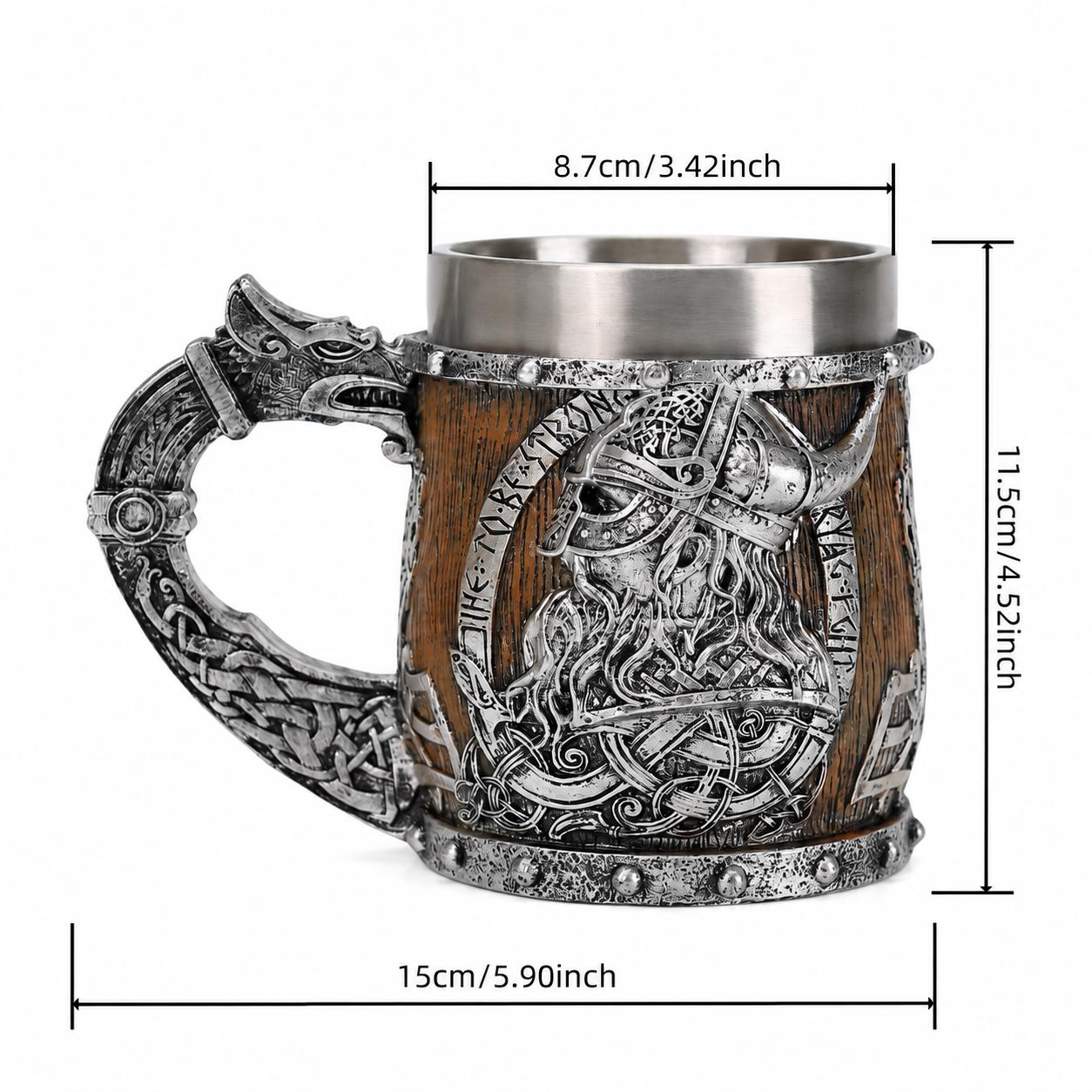 Viking Mug - Viking Tankard Nordic Dragon Skull Mug Medieval Warrior Gift Rustic Steampunk Drinking