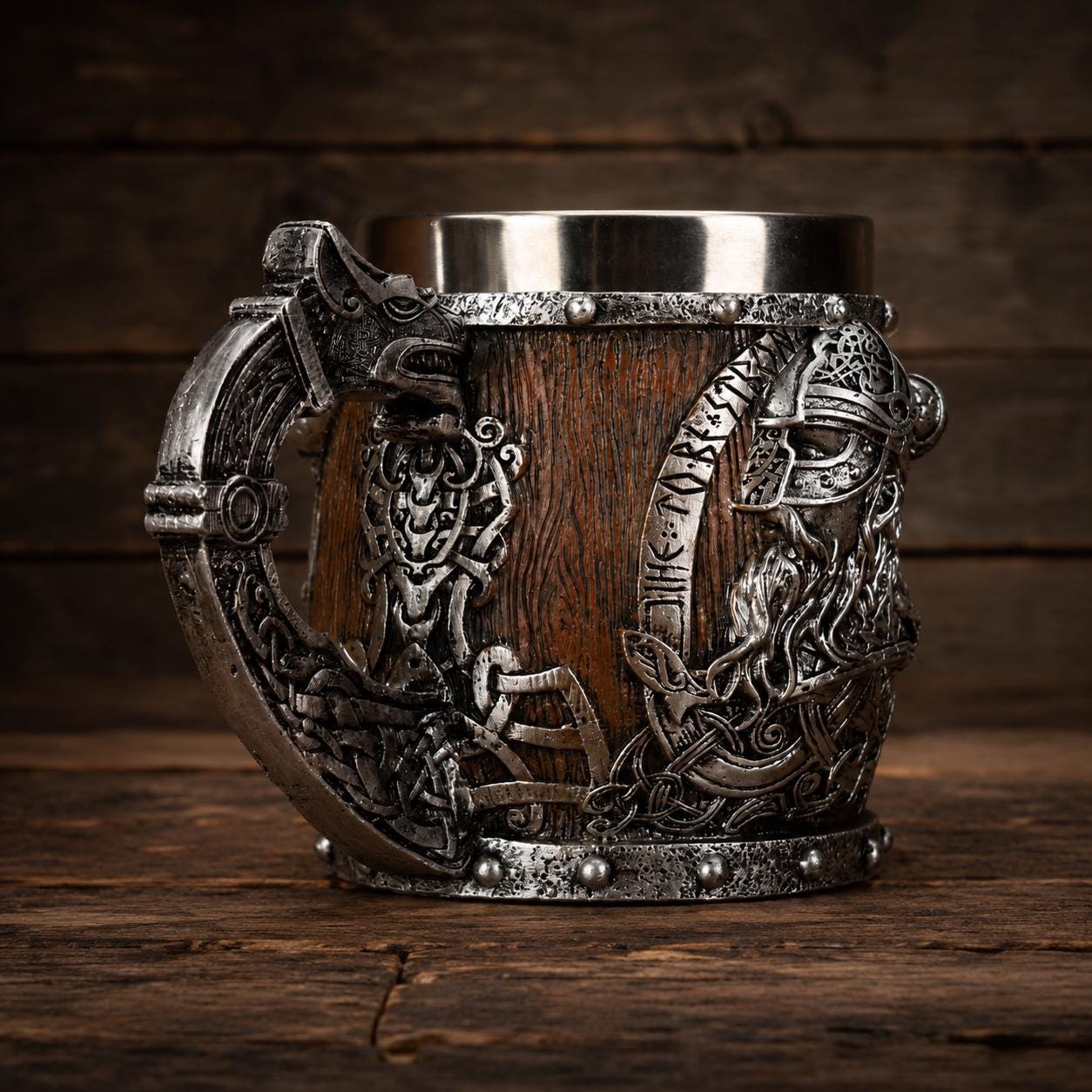 Viking Mug - Viking Tankard Nordic Dragon Skull Mug Medieval Warrior Gift Rustic Steampunk Drinking