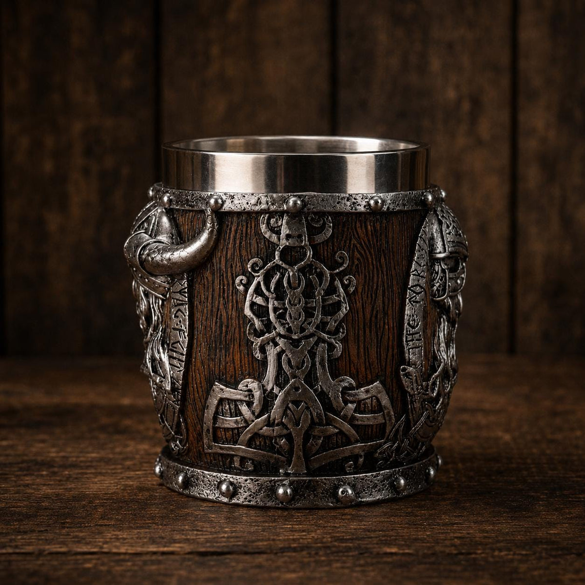 Viking Mug - Viking Tankard Nordic Dragon Skull Mug Medieval Warrior Gift Rustic Steampunk Drinking