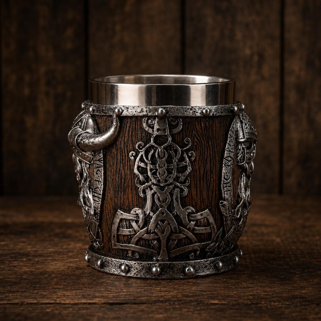 Viking Mug - Viking Tankard Nordic Dragon Skull Mug Medieval Warrior Gift Rustic Steampunk Drinking