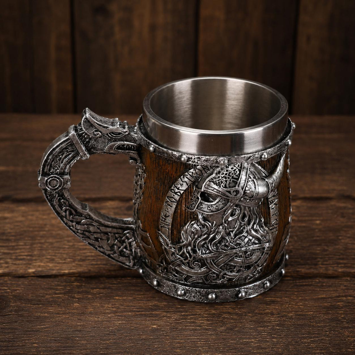 Viking Mug - Viking Tankard Nordic Dragon Skull Mug Medieval Warrior Gift Rustic Steampunk Drinking