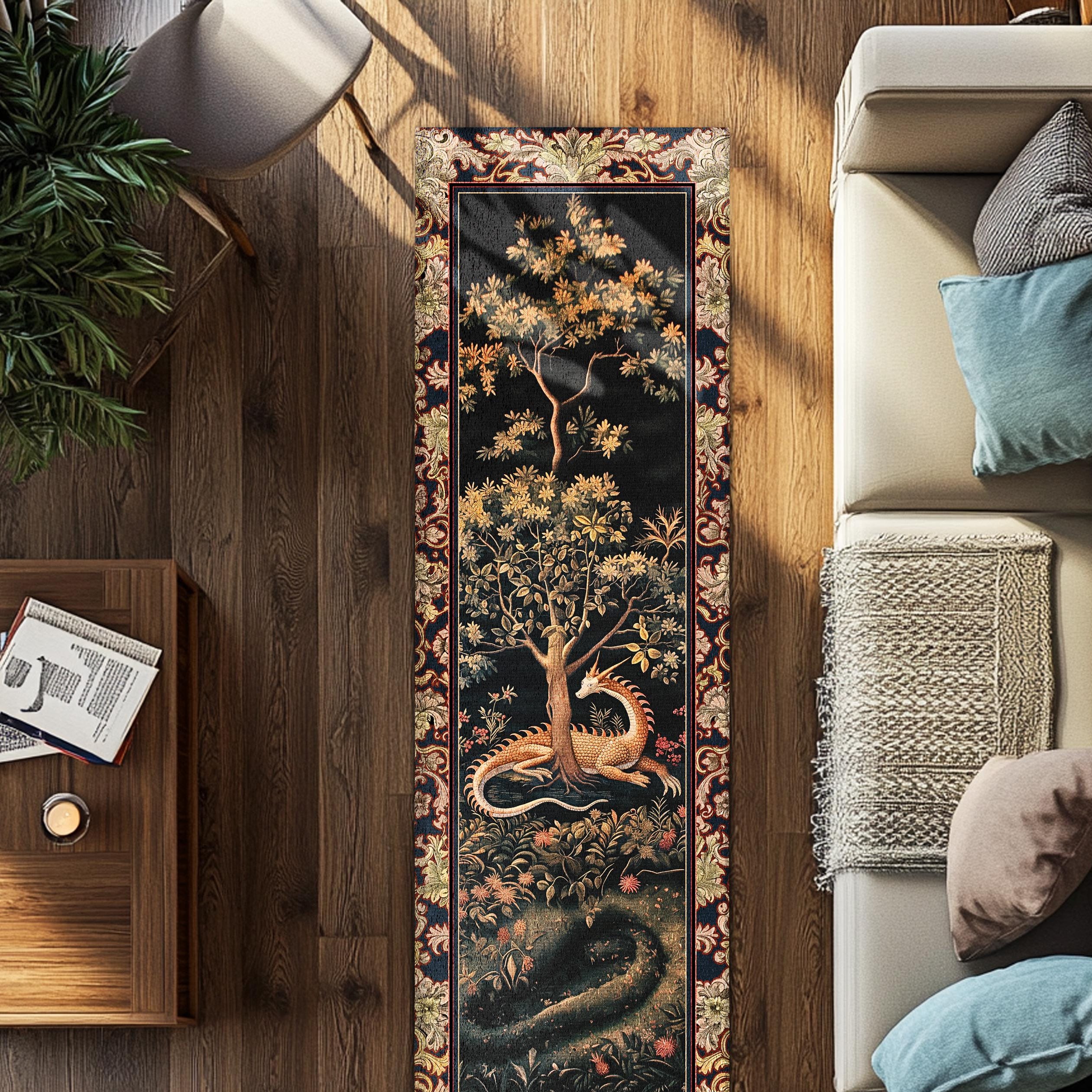 Viking Rug - Viking Axe Runner Rug: Blue Celtic Knot Carpet, Nordic Warrior Pattern, Fantasy Decor