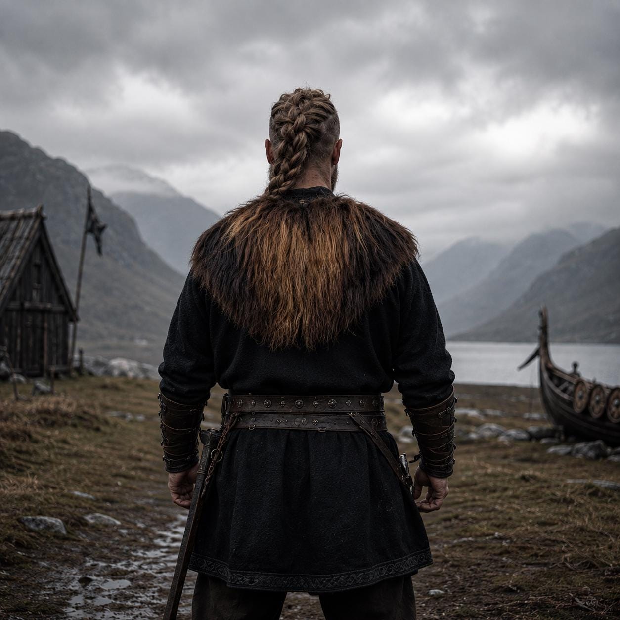 Viking Jacket - Viking Reindeer Fur Cloak XL – Real Reindeer Fur Cape – Metal Brooch – Nordic