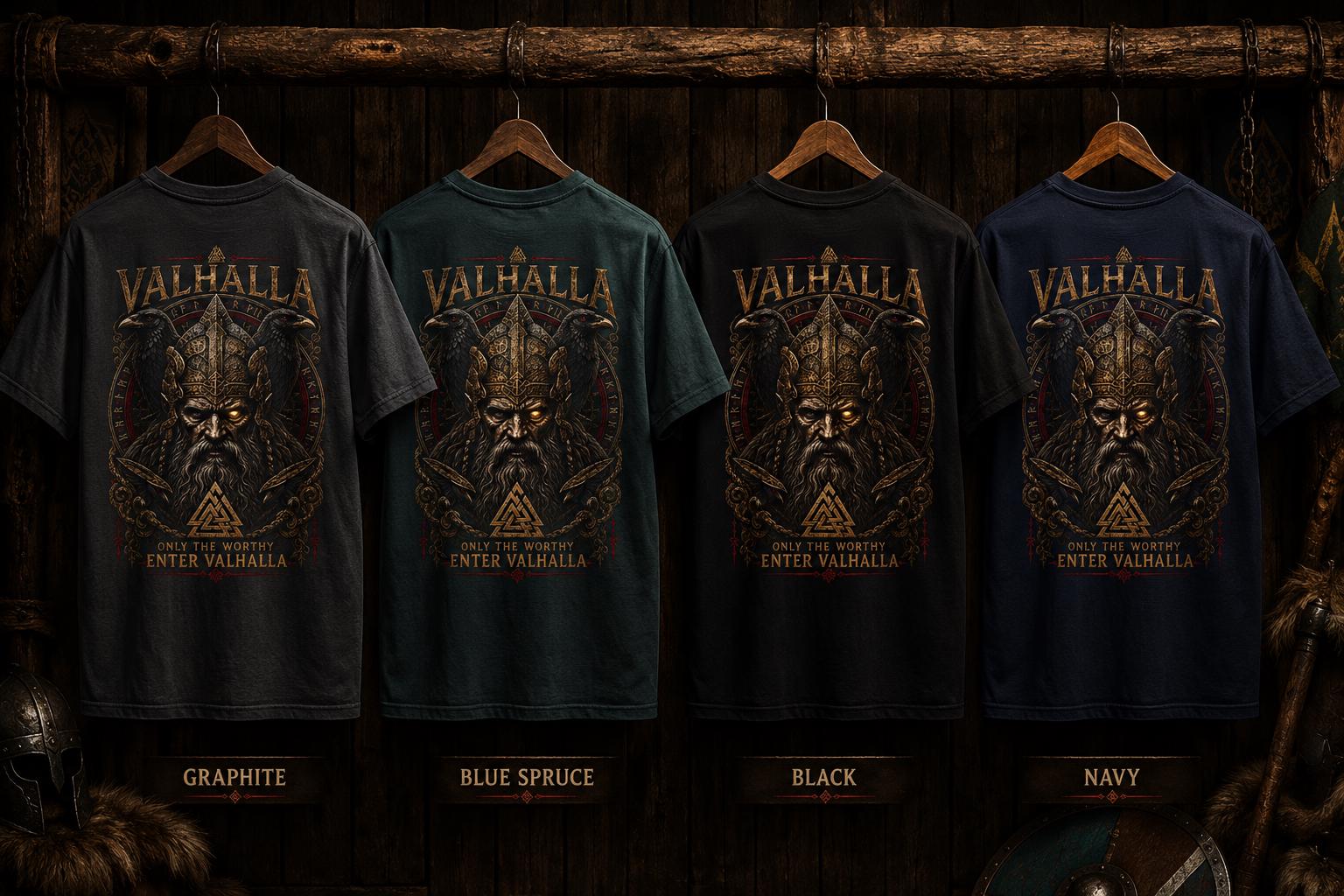 Viking Odin T-Shirt - Viking Warrior Valhalla graphic T-Shirt, Norse Helmet Odin Design