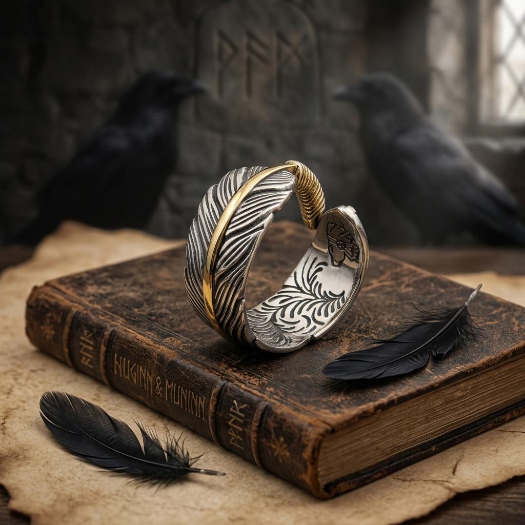 Viking Odin Ring - Vegvisir Viking Signet Ring, Norse Rune Protection Ring, 316L Stainless Steel