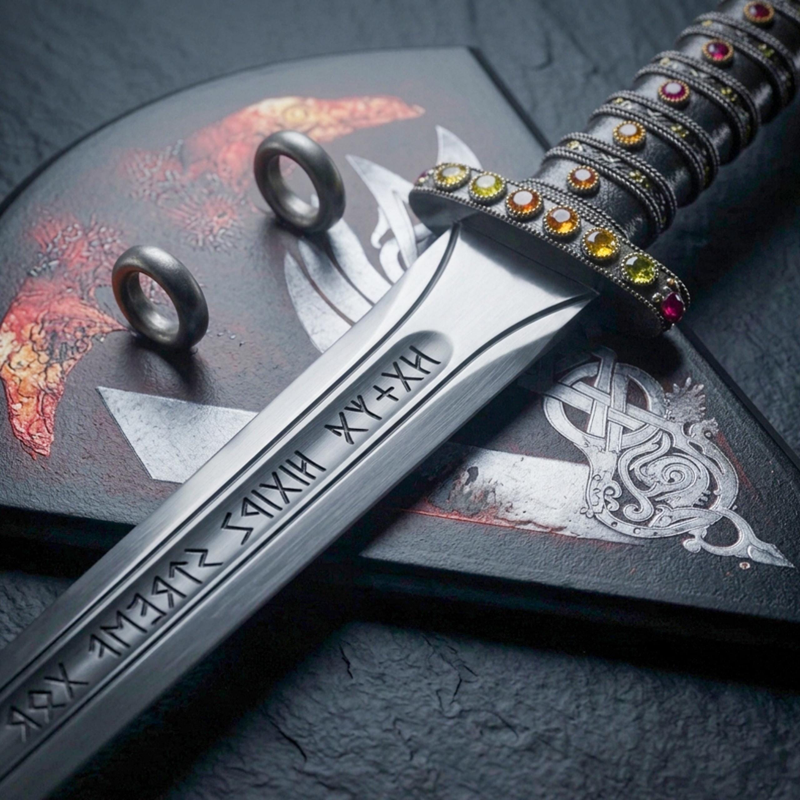 Viking Weapon Replica - Hand Forged Northmen Damascus Sword Replica, Authentic Viking Inspired