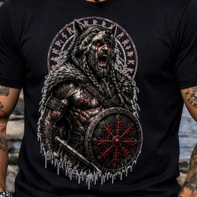 Viking Raven T-Shirt - Viking Warrior Shirt, Norse Raven Helmet, Warriors Knot- Norse Warrior T