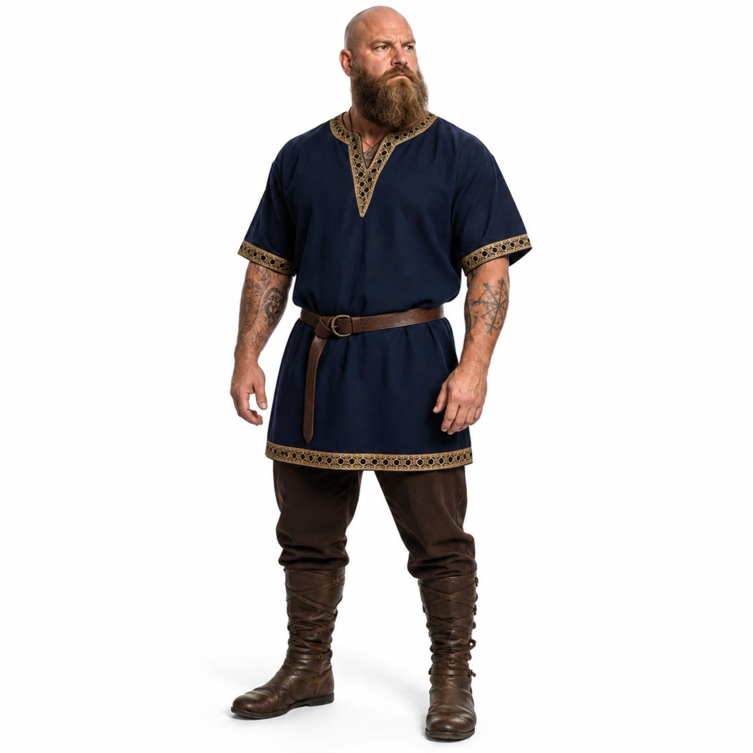 Viking T-Shirt - Embroidered Viking Tunic: Pure Lambs wool with cotton Lining, Reenactment Garb