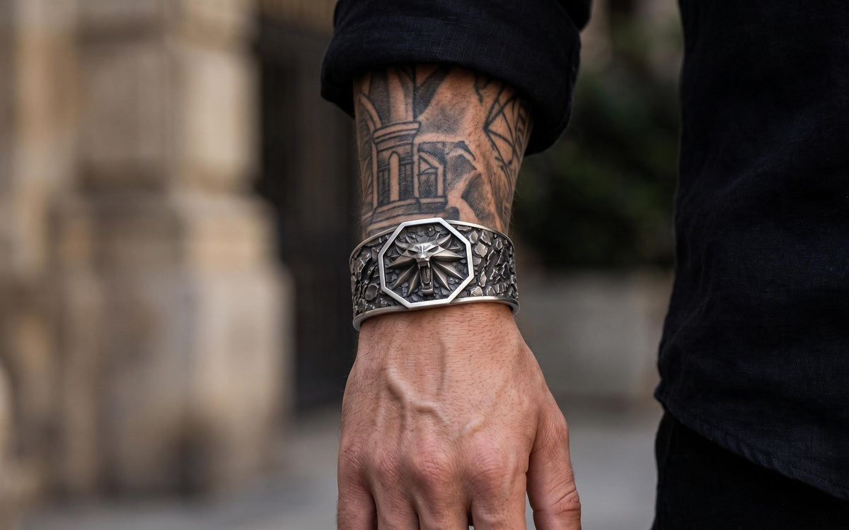 Viking Thor's Hammer Bracelet - Oxidised Sterling Silver Men's Cuff Bangle, Viking Rune, Thor's