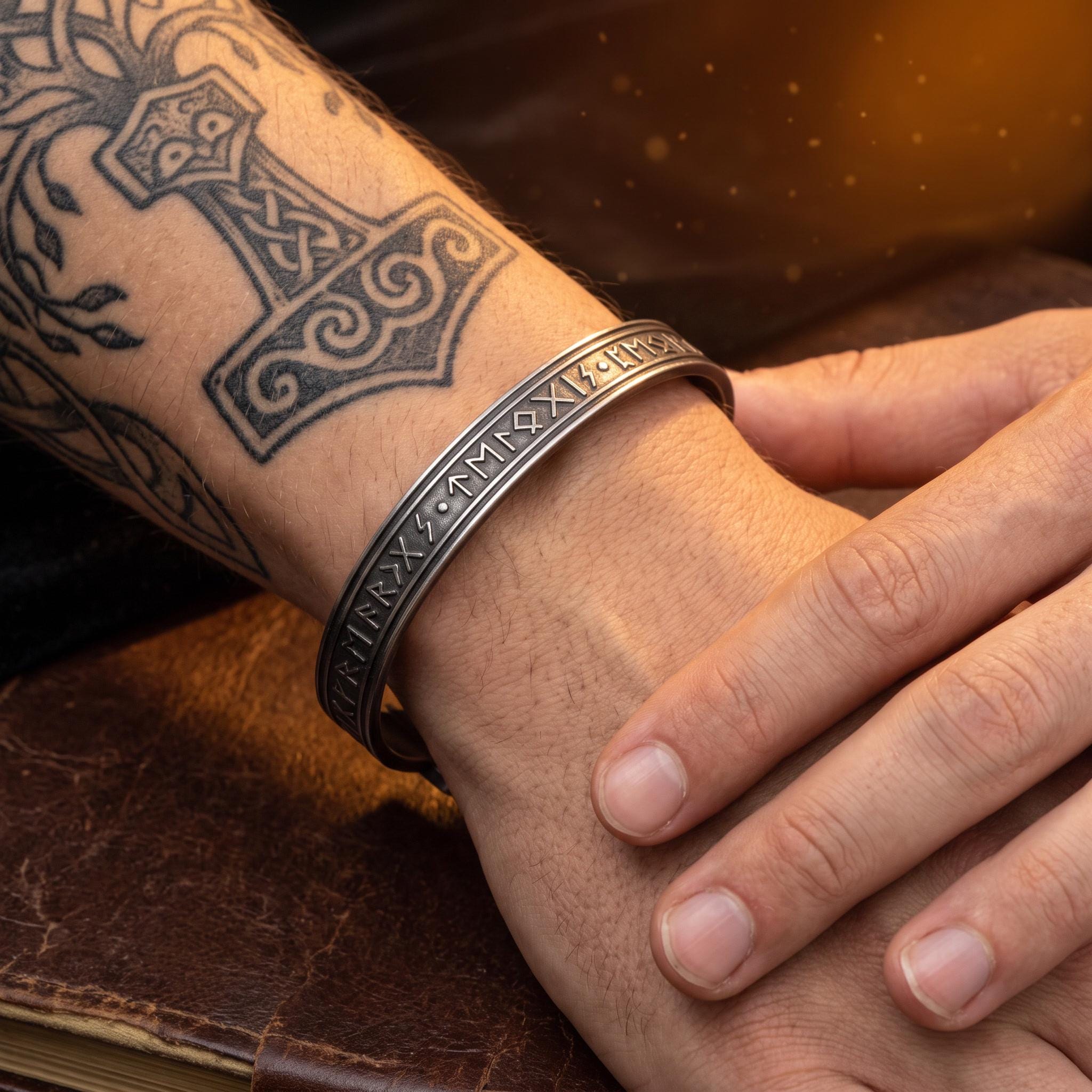 Viking Bracelet - Viking Celtic Knot Cuff Bracelet, Nordic Triskele Stainless Steel Bangle for Men