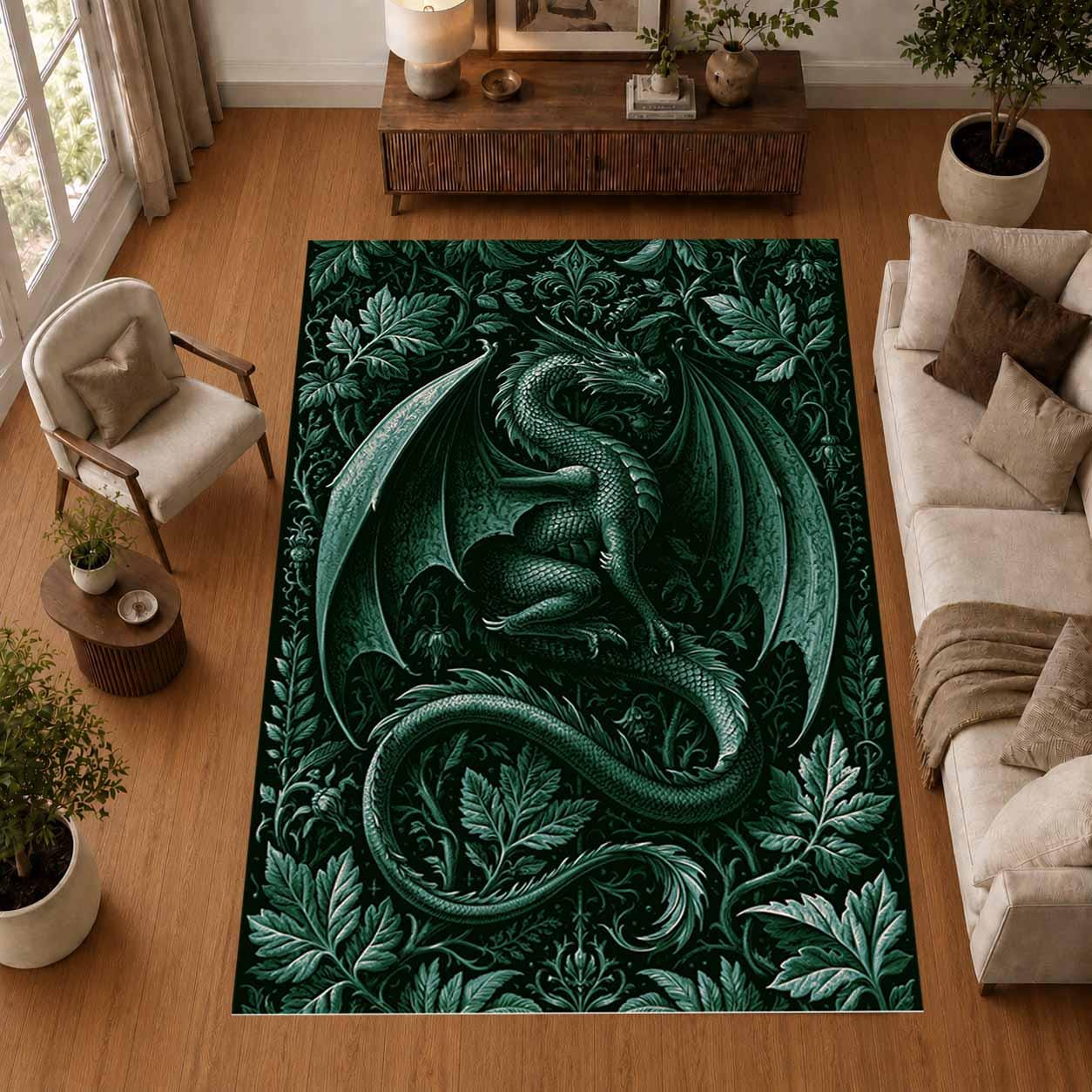 Viking Valknut Rug - Black Gold Norse Raven Viking Area Rug, Open Book Valknut Carpet, Celtic Knot