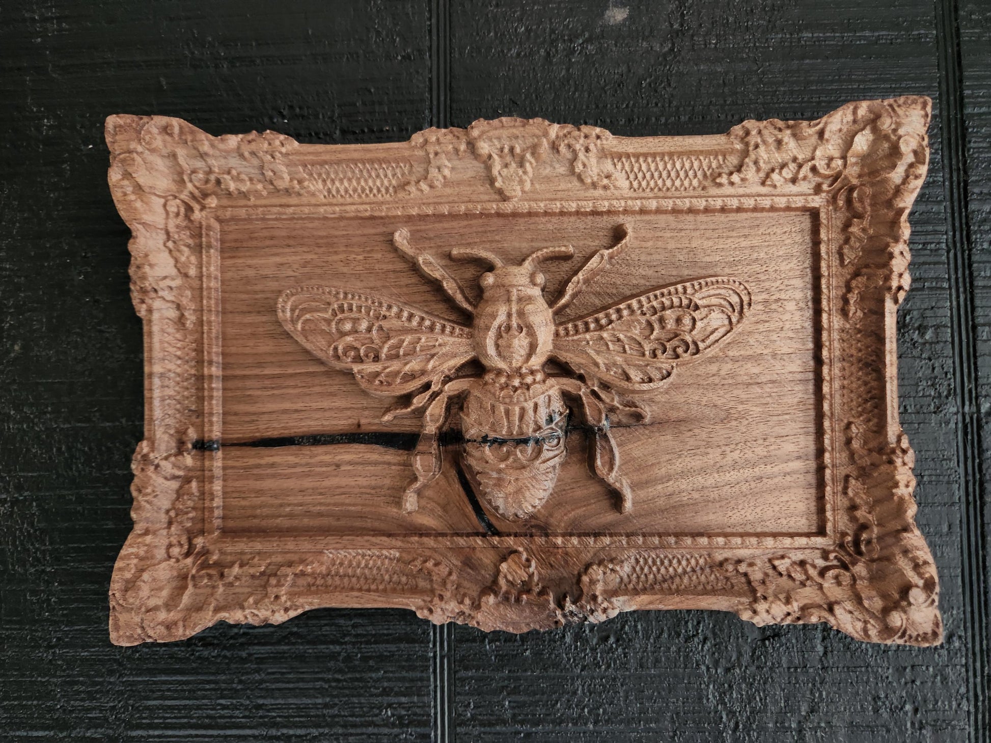 Viking Home Decor - Black Walnut Celtic Dragon Wood Carving – Norse Viking Wall Art
