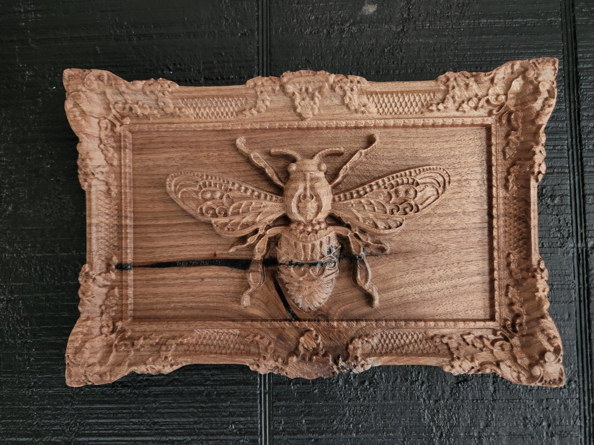Viking Home Decor - Black Walnut Celtic Dragon Wood Carving – Norse Viking Wall Art