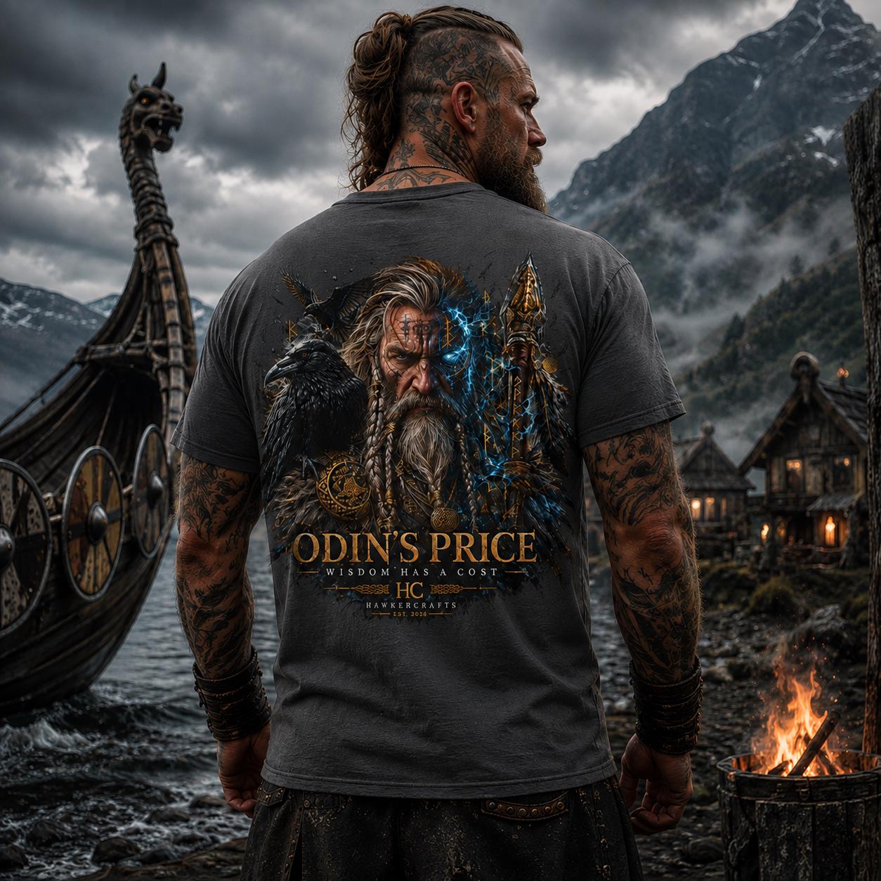 Viking Odin T-Shirt - Viking Warrior Valhalla graphic T-Shirt, Norse Helmet Odin Design