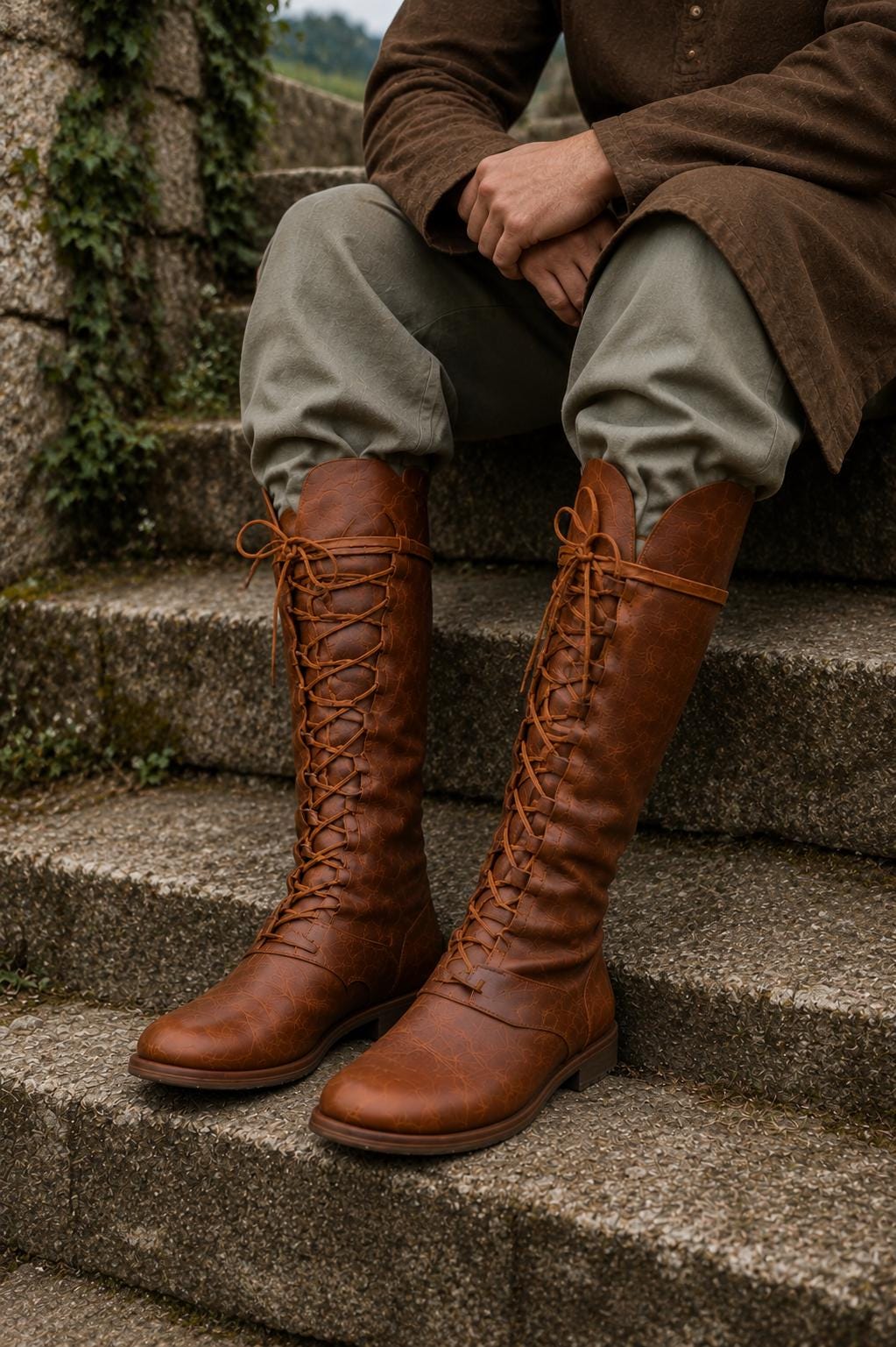 Viking Boots - Handmade Viking Oseberg Leather Boots, Brown Norse Medieval Faire Shoes, LARP Costume