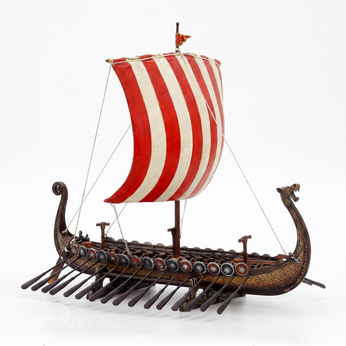 Viking Home Decor - Viking Ship Wooden Sculpture, Nordic Longboat Table Decor, Medieval Boat