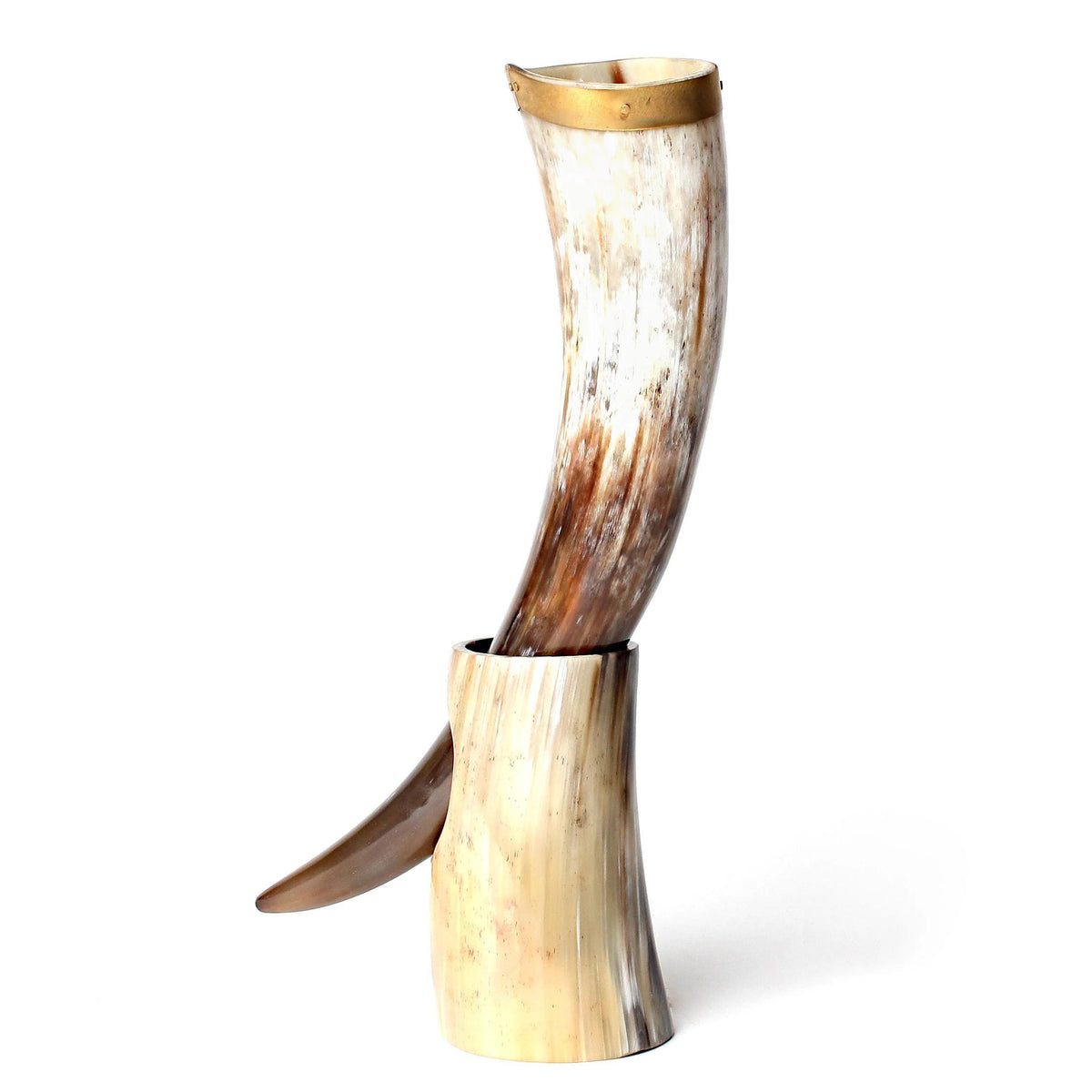 Viking Mug - Viking Drinking Horn with Fitted Stand & Genuine Leather Belt Holster - Multiple Sizes