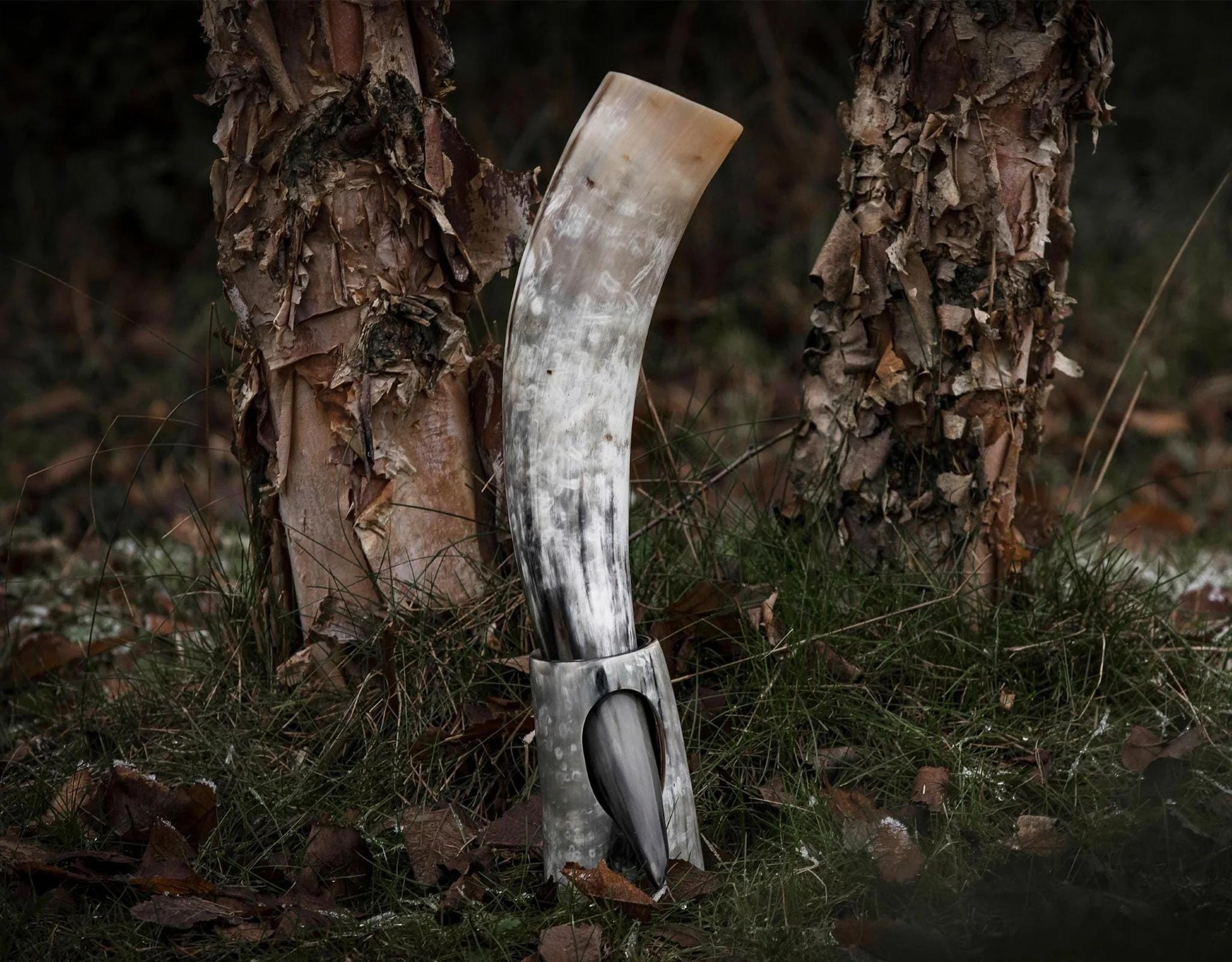 Viking Mug - Viking Drinking Horn with Fitted Stand & Genuine Leather Belt Holster - Multiple Sizes