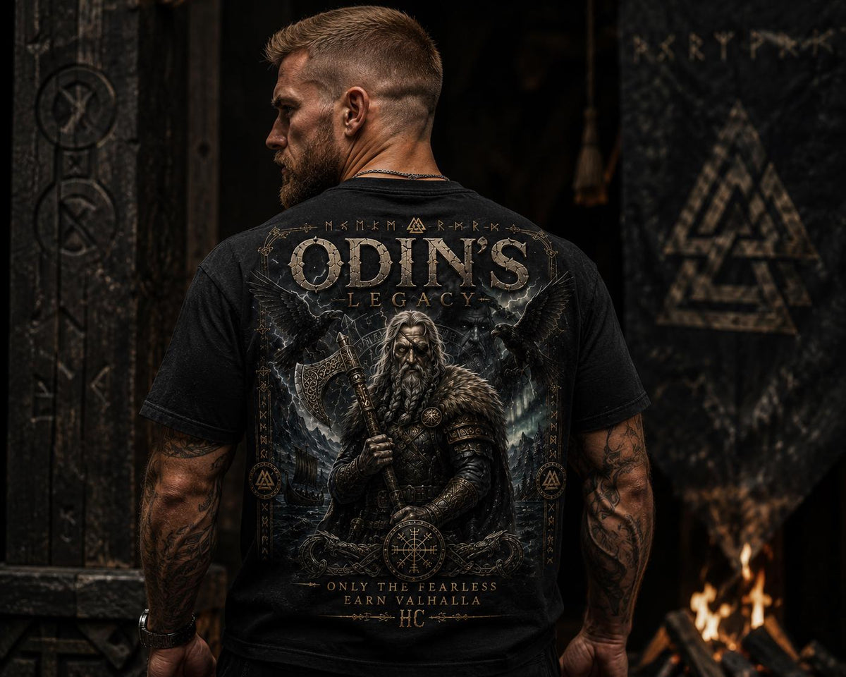Viking Odin T-Shirt - Odin's Ravens Shirt, Viking Mythology Crow Tee, Garment Dyed Relaxed Fit