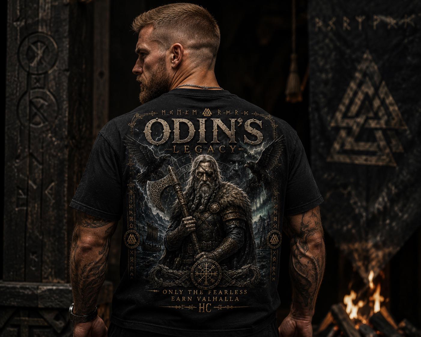 Viking Odin T-Shirt - Odin's Ravens Shirt, Viking Mythology Crow Tee, Garment Dyed Relaxed Fit