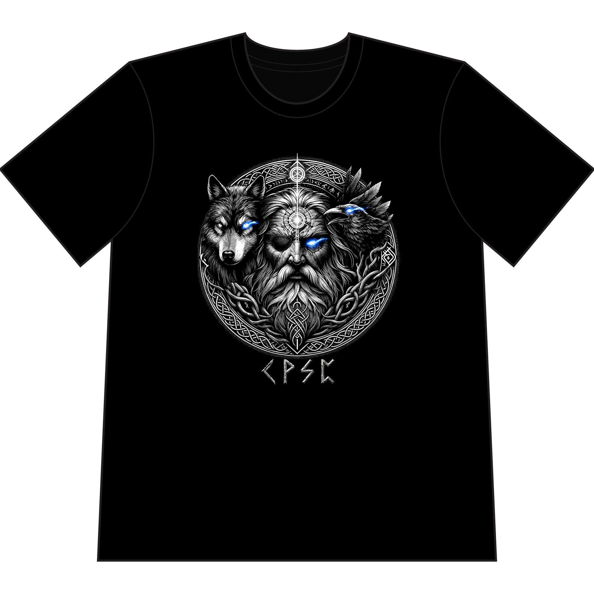 Viking Raven T-Shirt - Viking Warrior Shirt, Norse Raven Helmet, Warriors Knot- Norse Warrior T