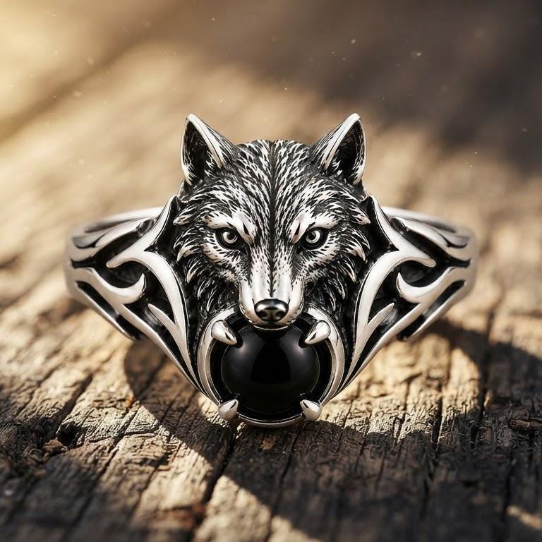 Viking Wolf Bracelet - Sterling Silver Viking Wolf Bracelet with Runes – Nordic Mythology Jewelry