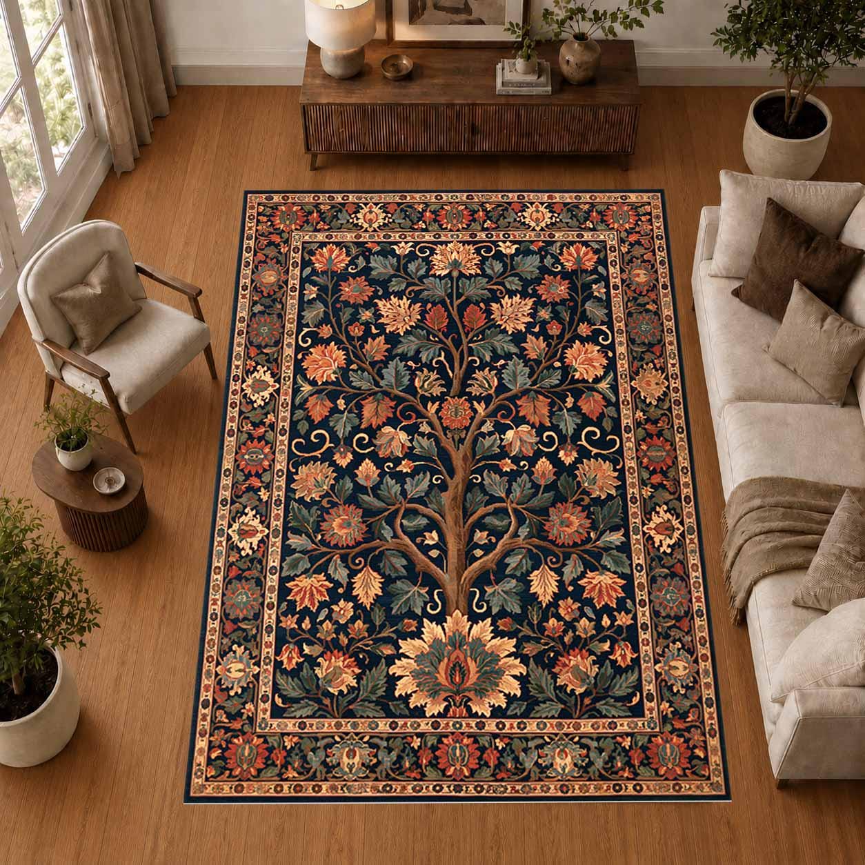 Viking Valknut Rug - Black Gold Norse Raven Viking Area Rug, Open Book Valknut Carpet, Celtic Knot