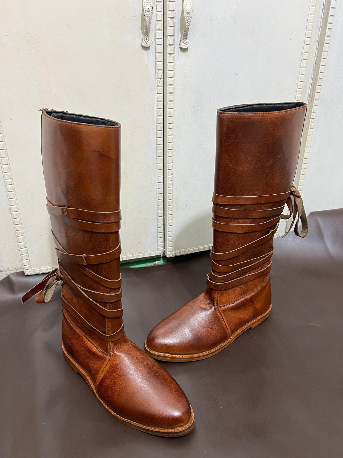 Viking Boots - Handmade Viking Oseberg Leather Boots, Brown Norse Medieval Faire Shoes, LARP Costume