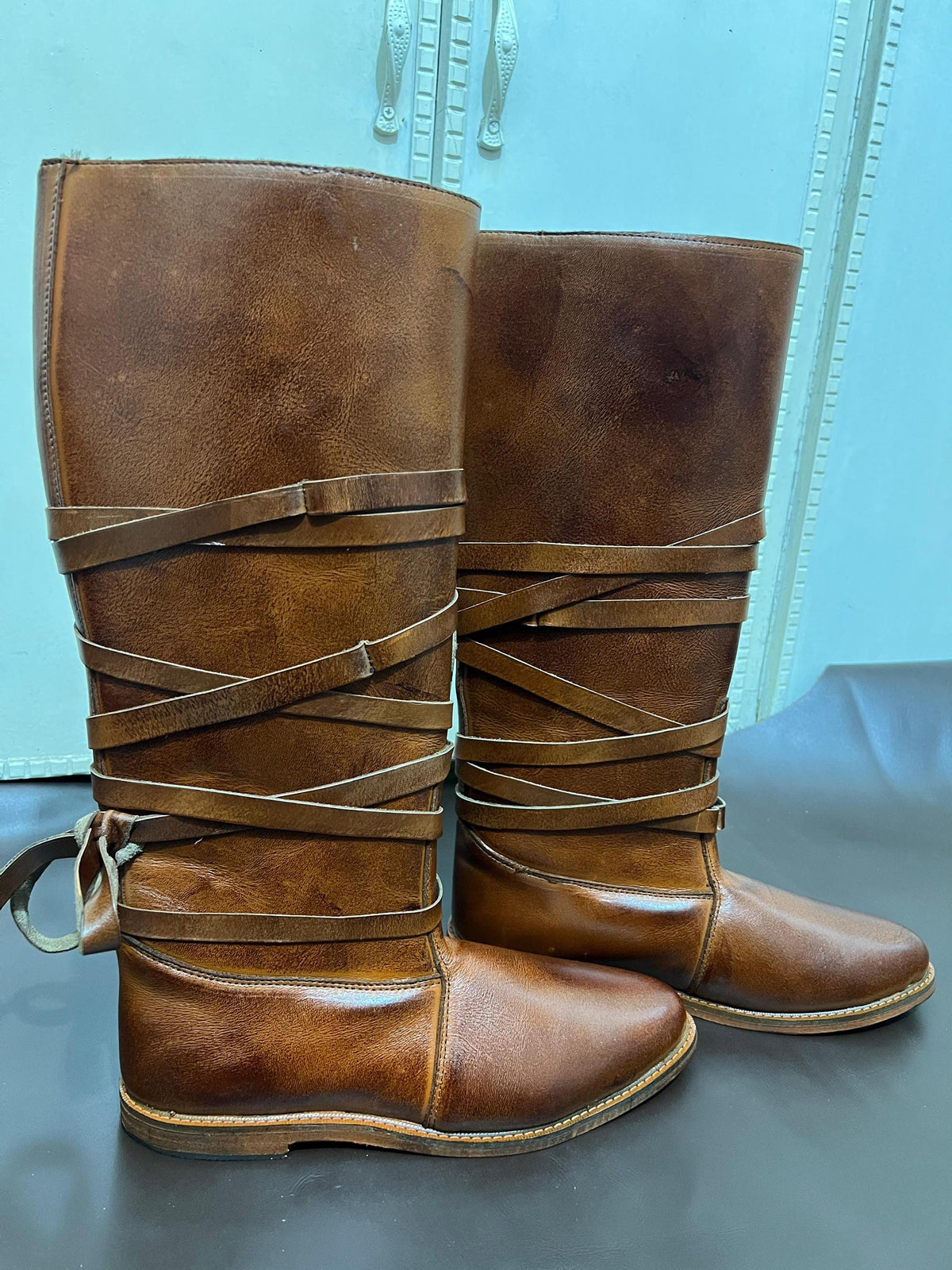 Viking Boots - Handmade Viking Oseberg Leather Boots, Brown Norse Medieval Faire Shoes, LARP Costume
