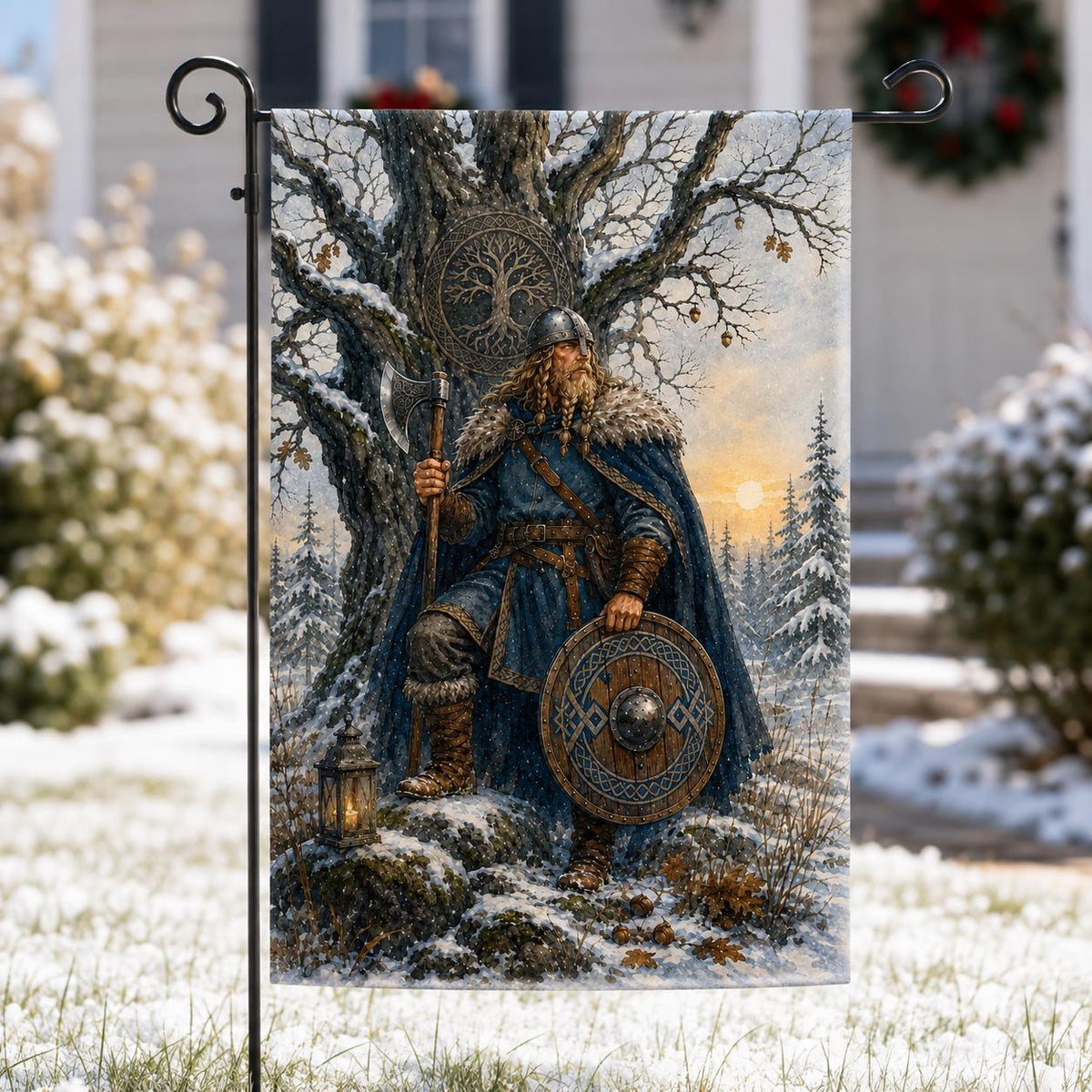 Viking Yggdrasil Tree of Life Rug - Viking Sword Rug, Norse Mythology Area Rug, Celtic Knot Decor