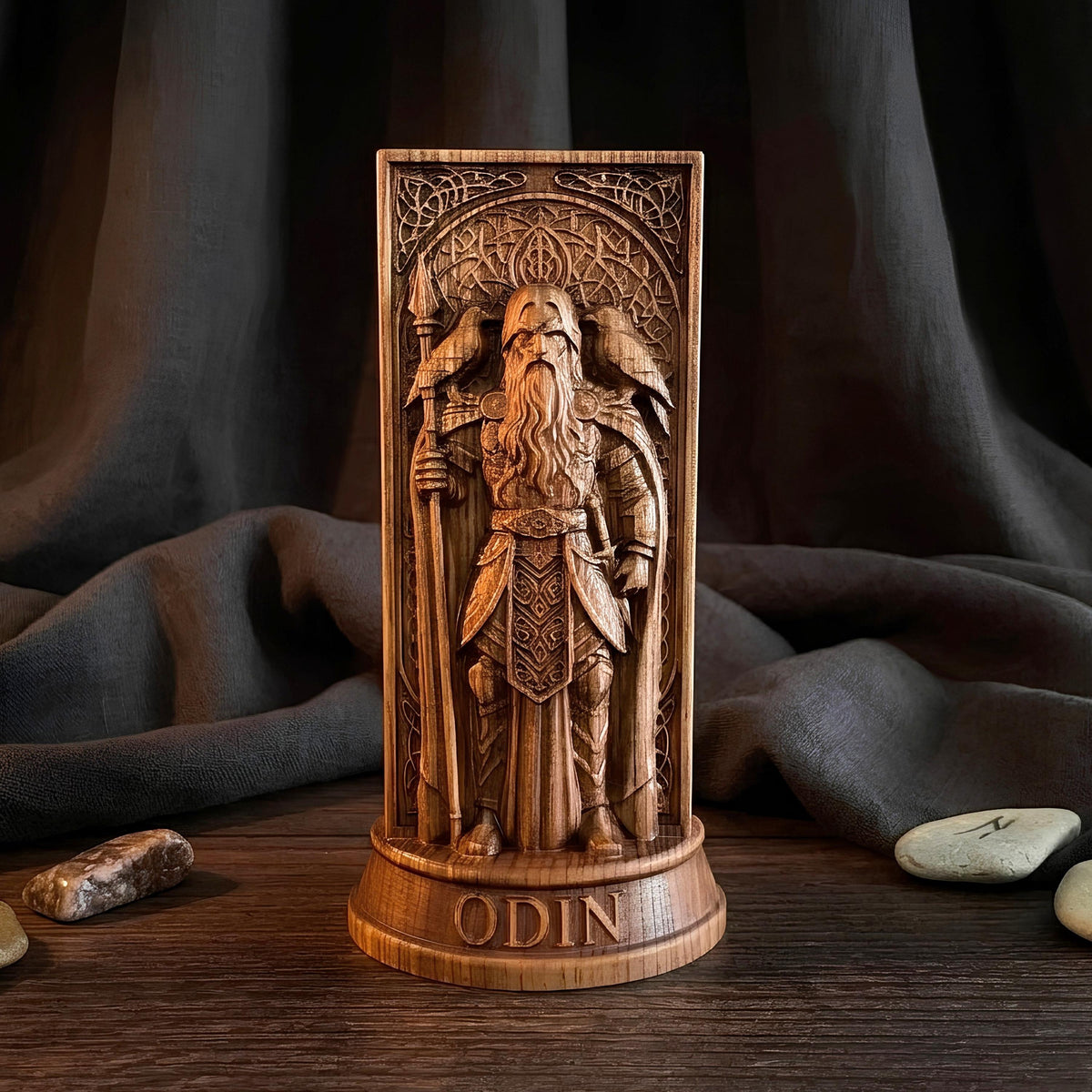 Viking Thor's Hammer Home Decor - Thor Wooden Idol, Thunder God Figurine, Norse Pagan Altar Decor