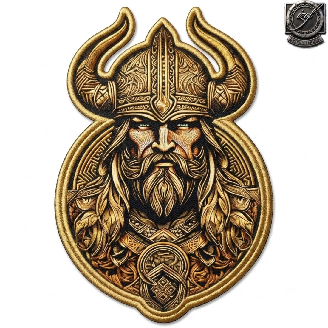 Viking Jacket - Viking Warrior Embroidered Patch, Norse Helmet Back Applique, Gold Black Gothic