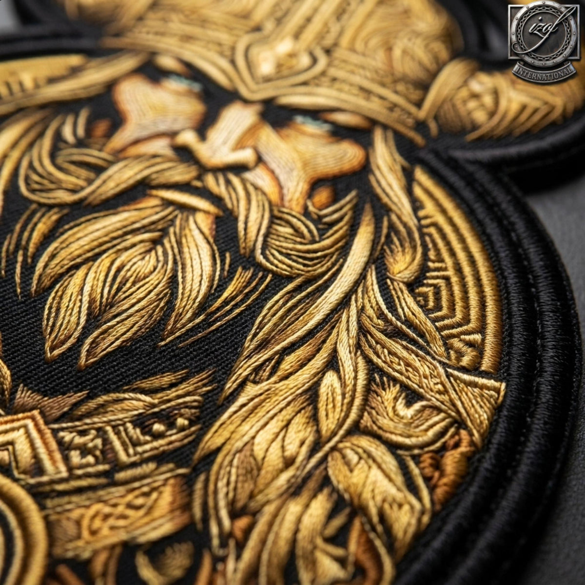 Viking Jacket - Viking Warrior Embroidered Patch, Norse Helmet Back Applique, Gold Black Gothic