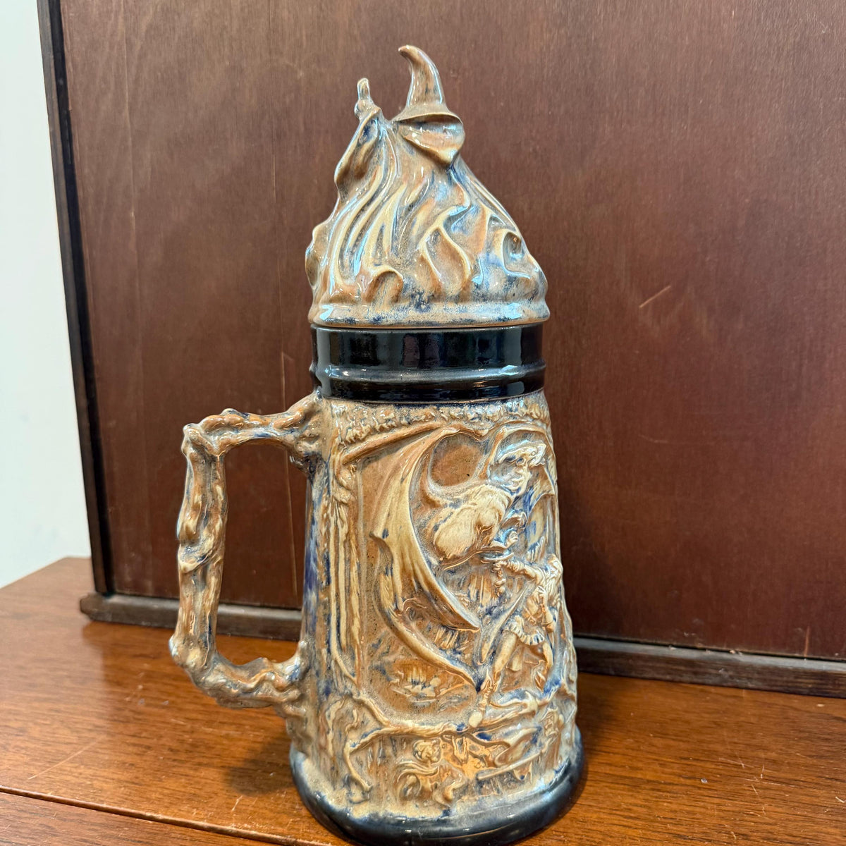 Viking Mug - Vintage Medieval Fantasy Ceramic Beer Stein Wizard Lid Viking Warrior Christmas Gift