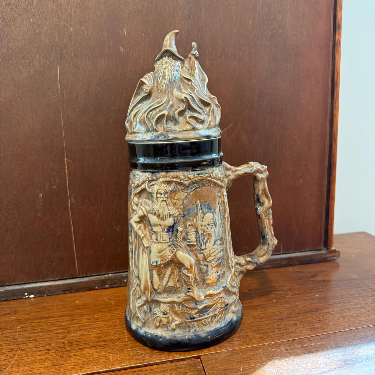 Viking Mug - Vintage Medieval Fantasy Ceramic Beer Stein Wizard Lid Viking Warrior Christmas Gift