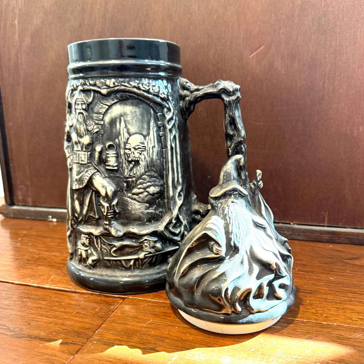 Viking Mug - Vintage Medieval Fantasy Ceramic Beer Stein Wizard Lid Viking Warrior Christmas Gift