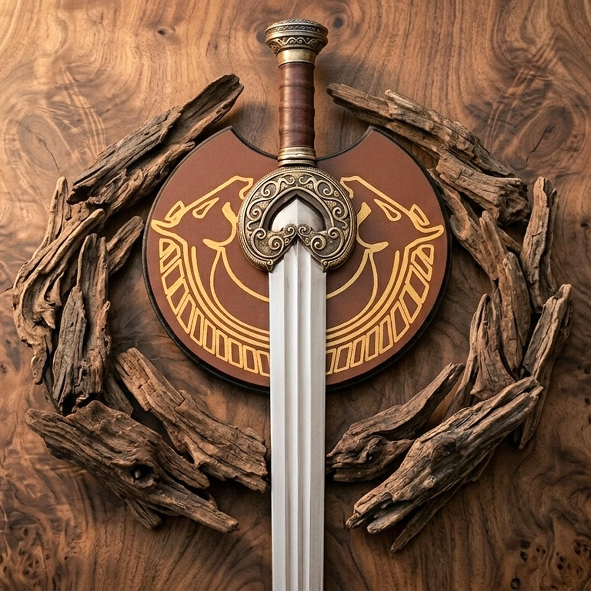Viking Costume & LARP - Hand Crafted Northmen Damascus Steel Viking Sword, Custom Handmade Blade
