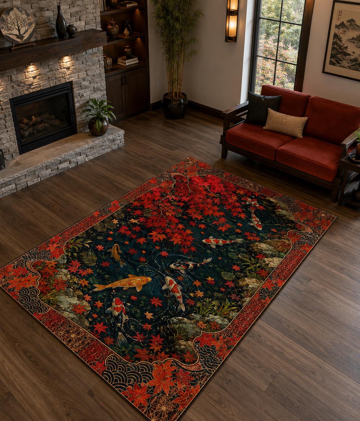 Viking Rug - Viking Dragon Knotwork Rug, Norse Mythology, Celtic Serpent Warrior (40x60cm)