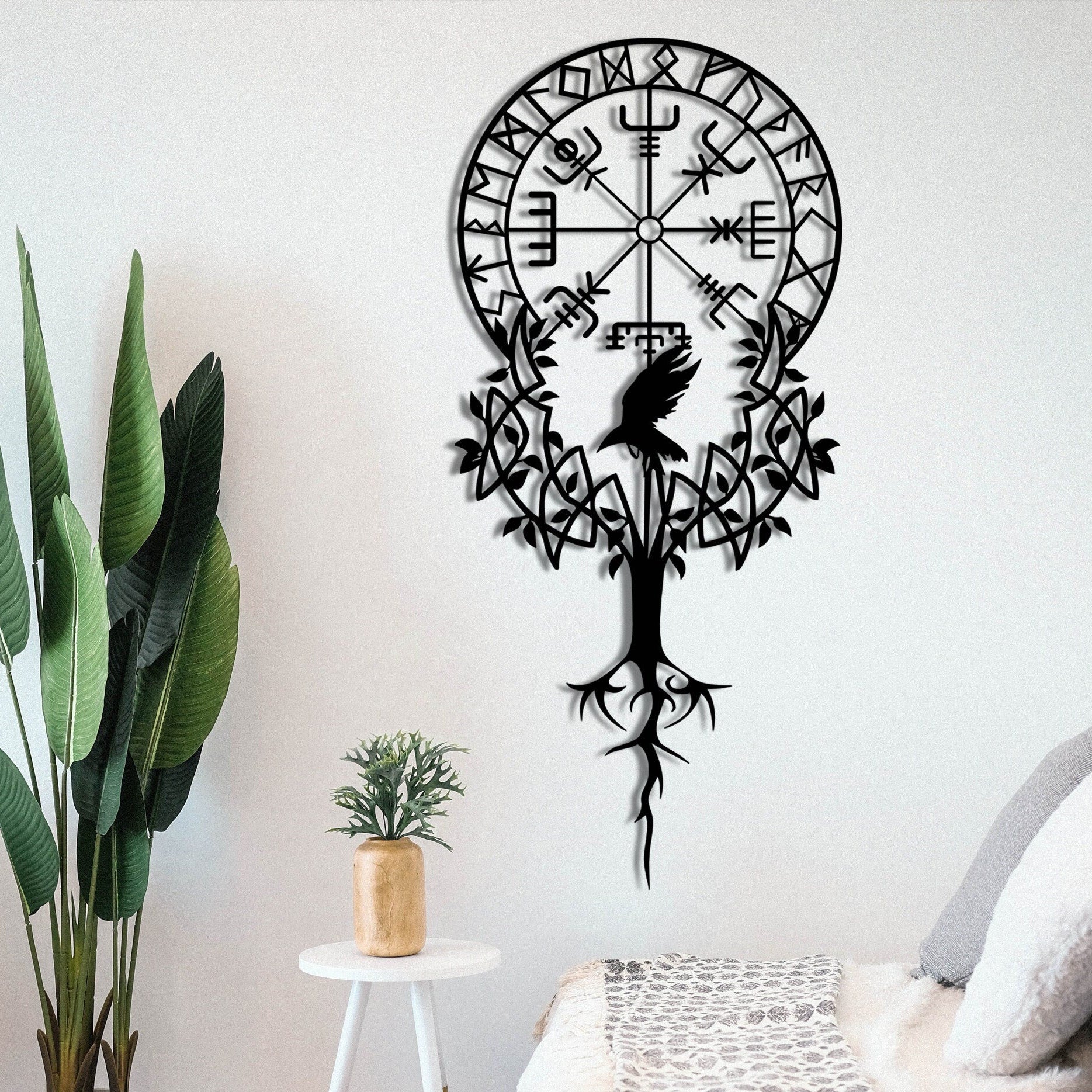 Viking Vegvisir Compass Rug - Vegvisir Viking Compass Rug, Norse Mythology Nordic Decor
