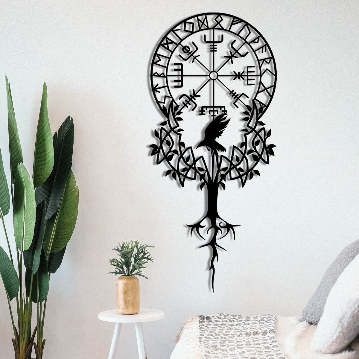 Viking Vegvisir Compass Rug - Vegvisir Viking Compass Rug, Norse Mythology Nordic Decor